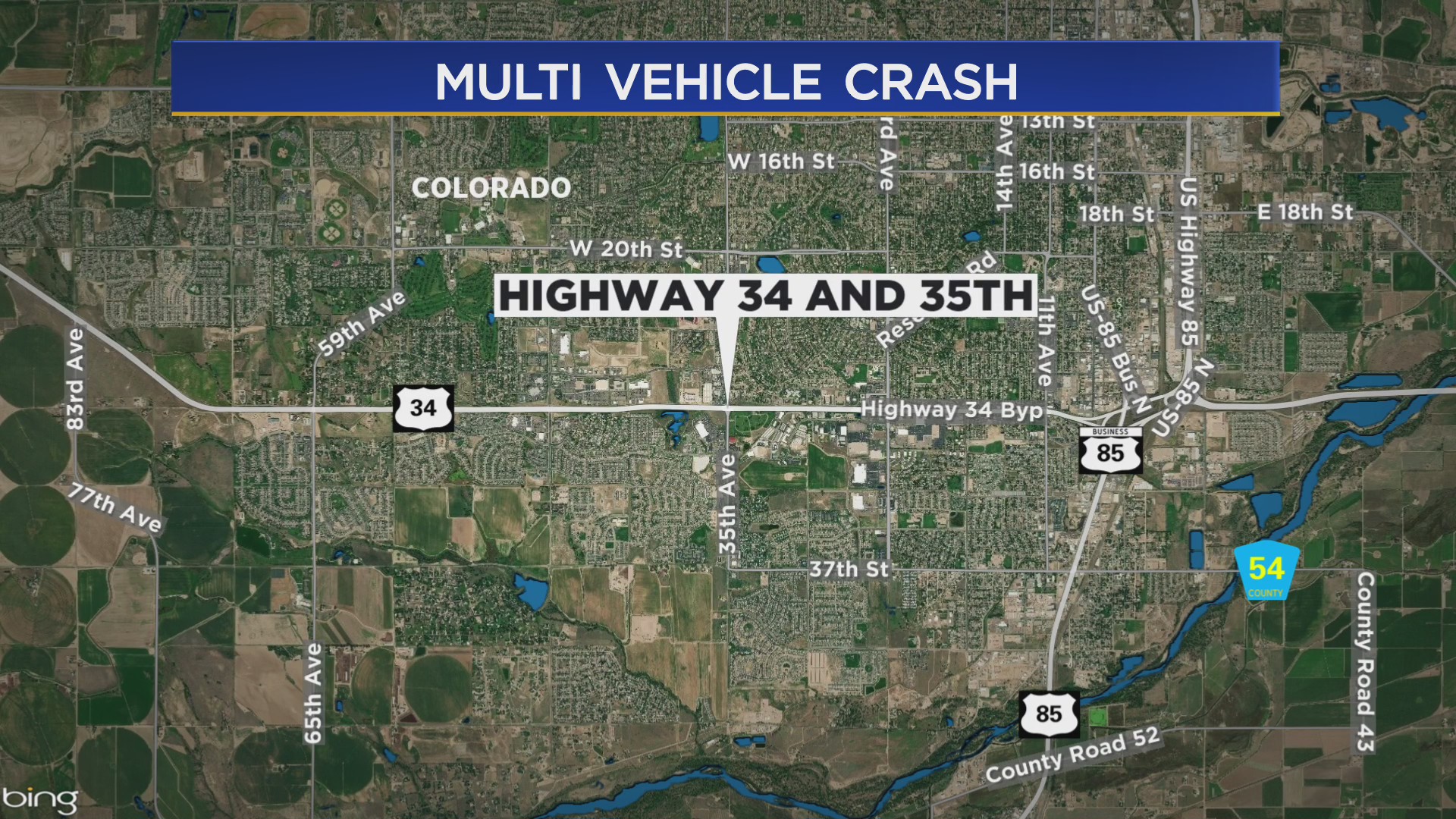 Highway 34 Colorado Map Multi-Vehicle Crash Shuts Down Highway 34 And 35Th Avenue Intersection In  Greeley – Cbs Denver